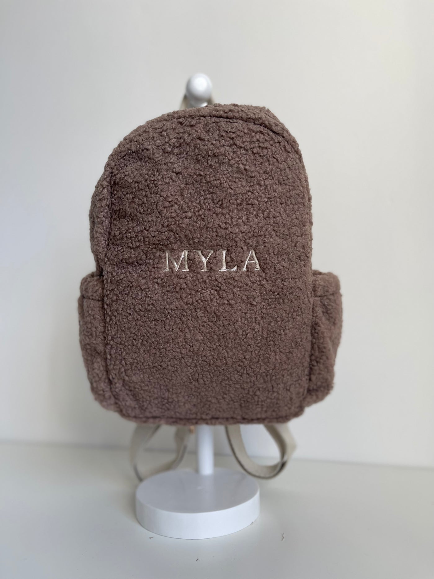 Personalised Mocha Boucle Teddy Backpack