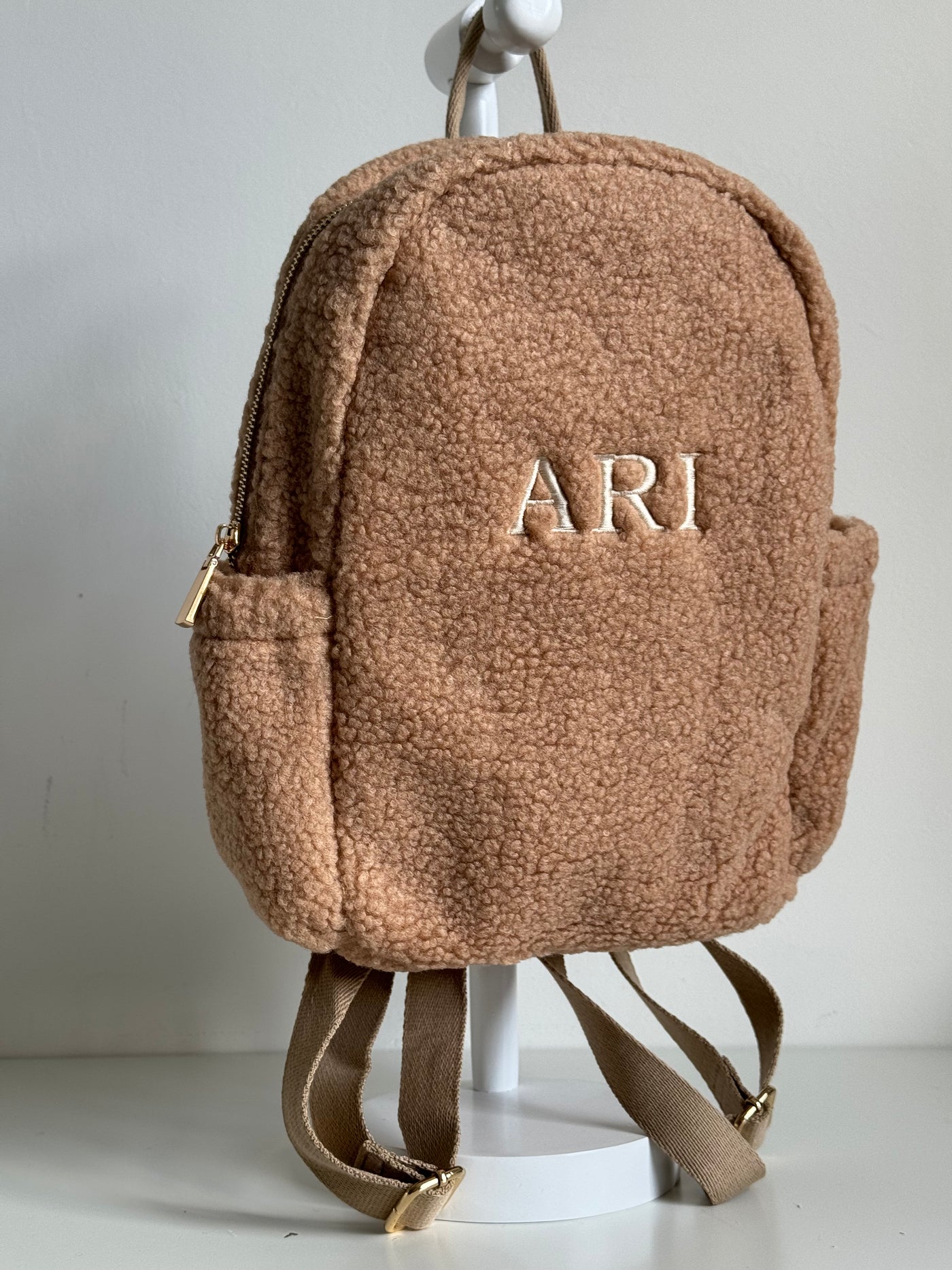 Personalised Caramac Boucle Teddy Backpack