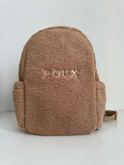 Personalised Caramac Boucle Teddy Backpack