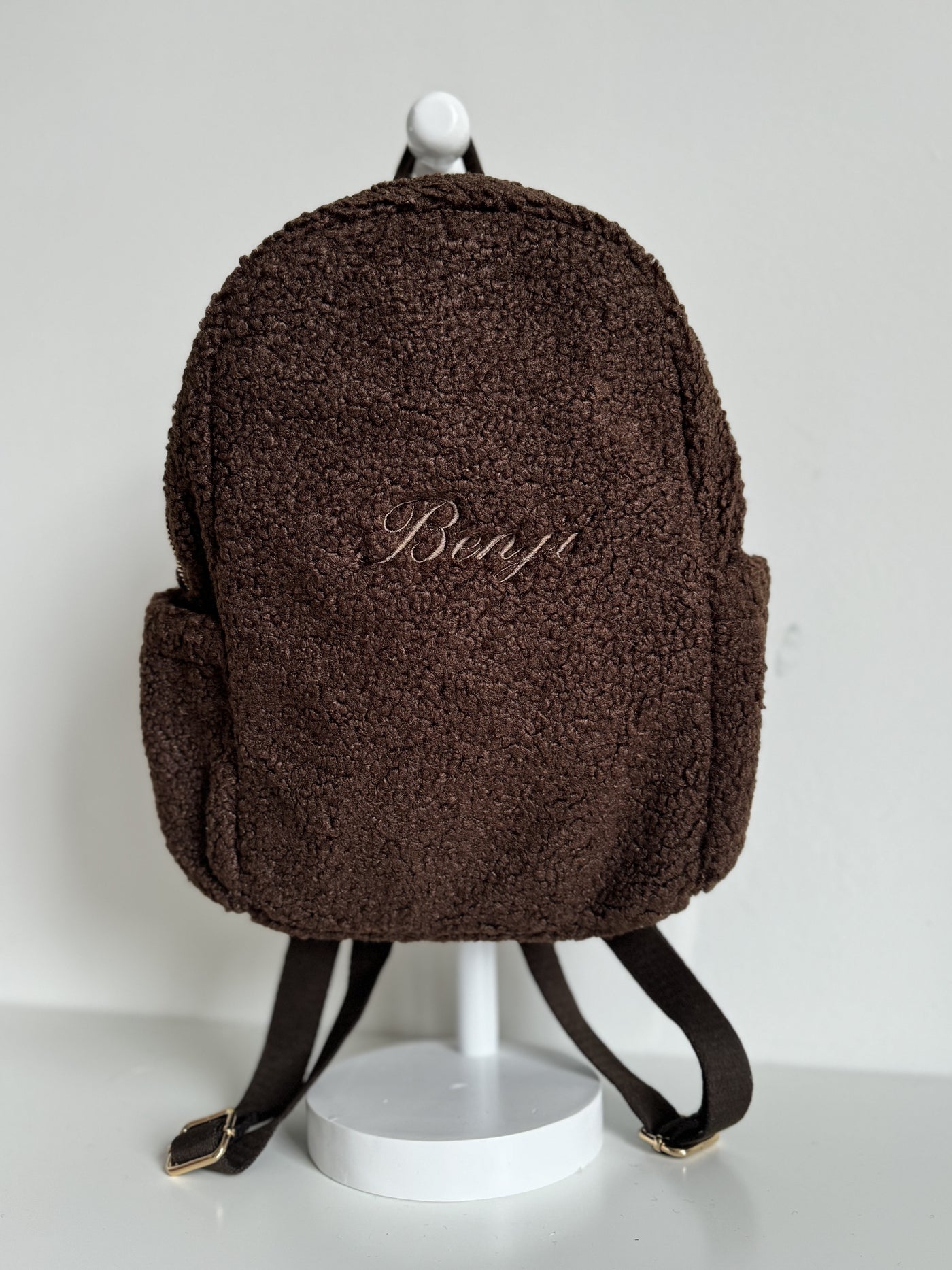 Personalised Cocoa Boucle Teddy Backpack