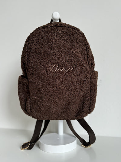 Personalised Cocoa Boucle Teddy Backpack