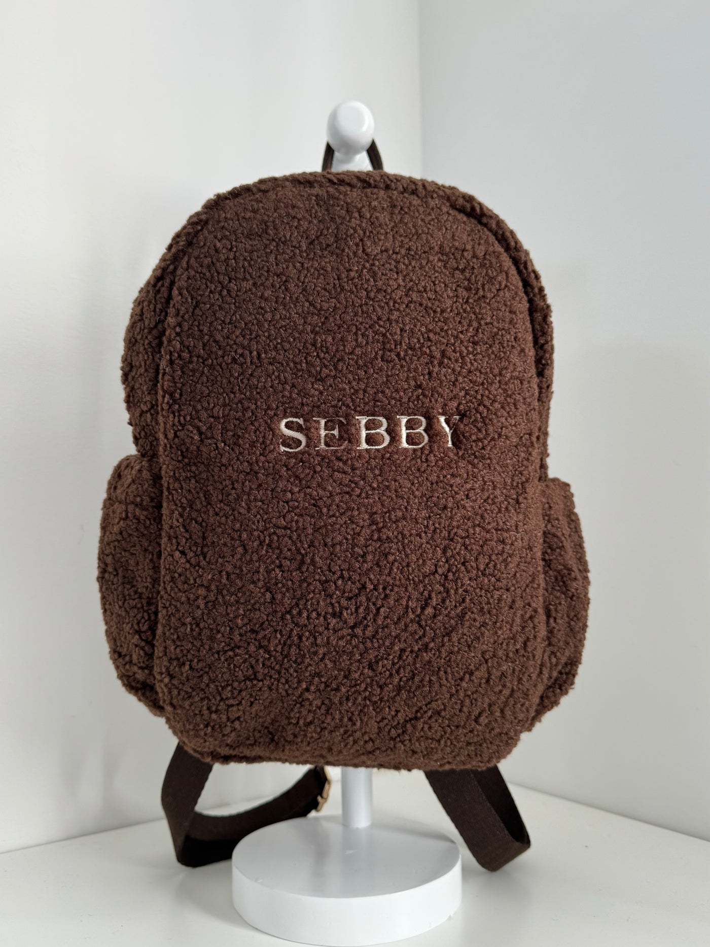 Personalised Cocoa Boucle Teddy Backpack