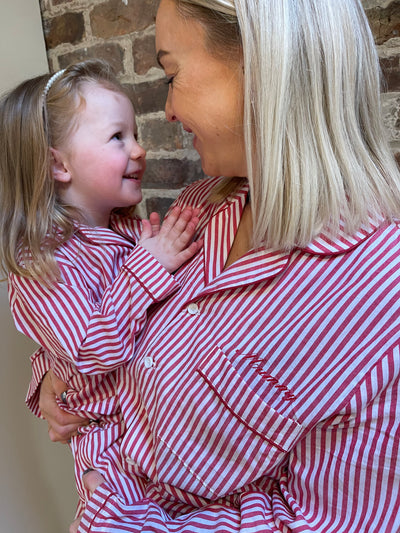 Personalised Adults Christmas Pyjama Set - Classic Pin Stripe