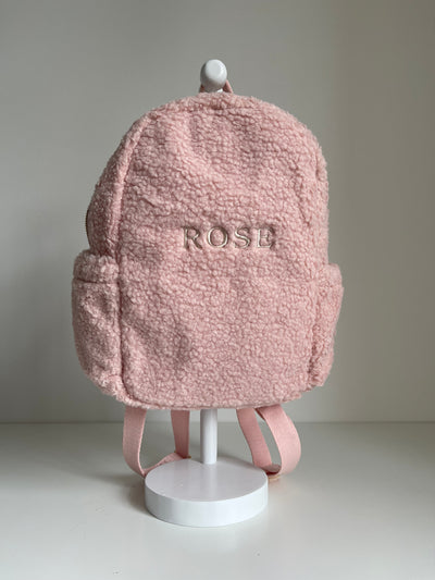 Personalised Primrose Pink Boucle Teddy Backpack