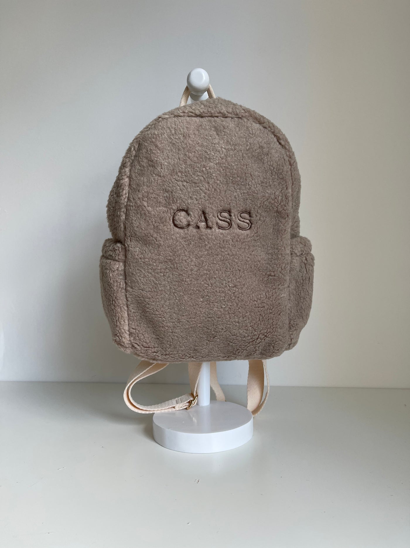 Personalised Cappuccino Boucle Teddy Backpack