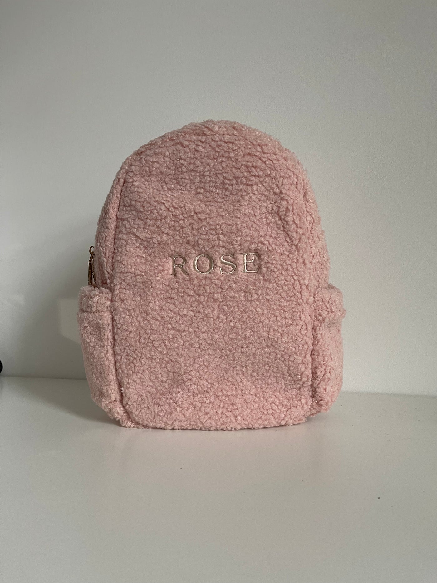 Personalised Primrose Pink Boucle Teddy Backpack