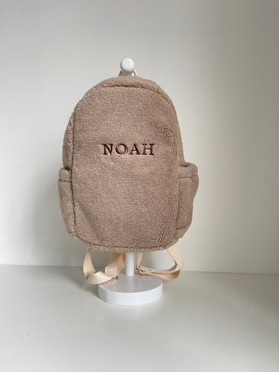 Personalised Cappuccino Boucle Teddy Backpack