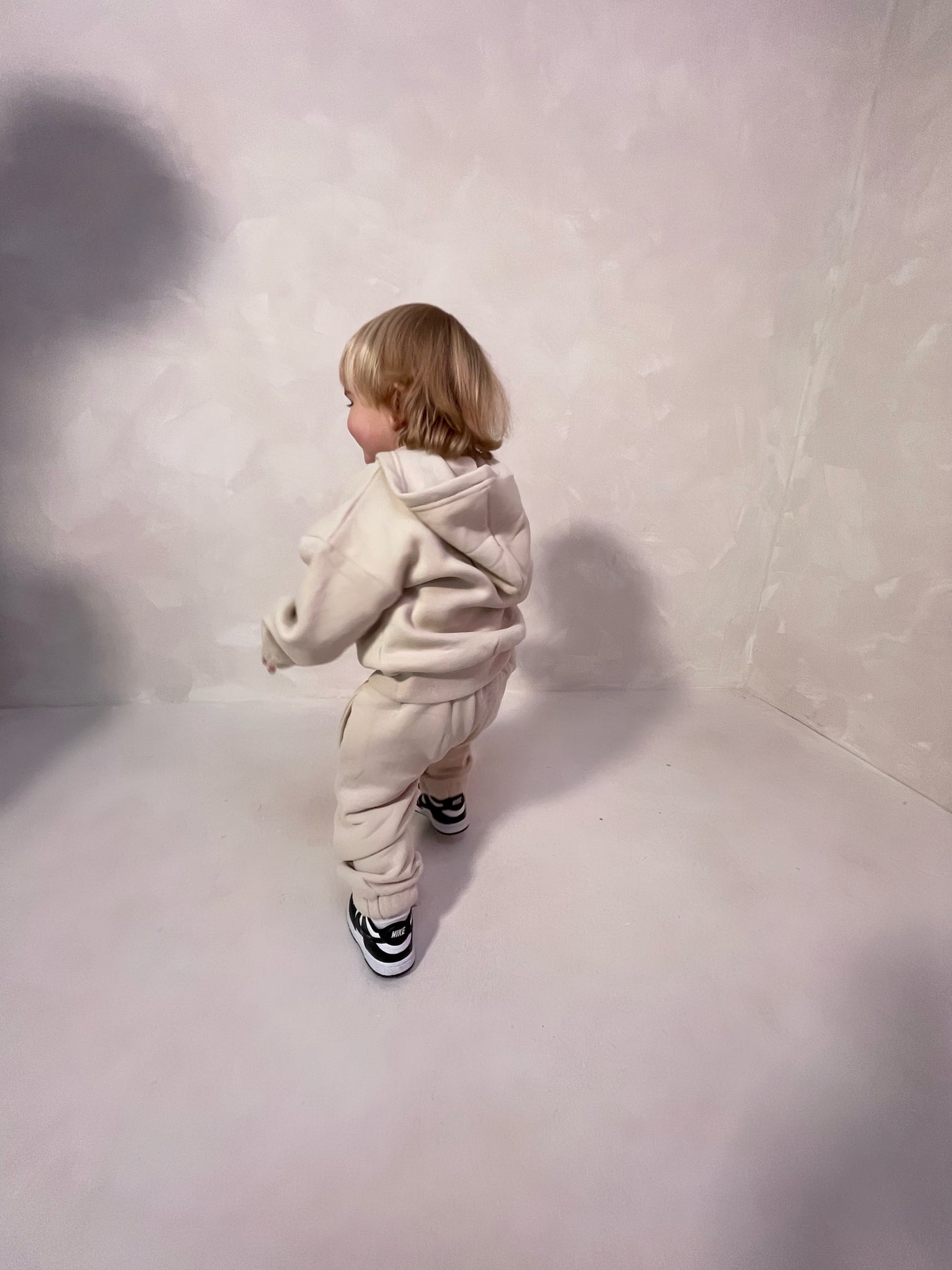 Personalised Oversized Beige Children's Hooded Tracksuit Set