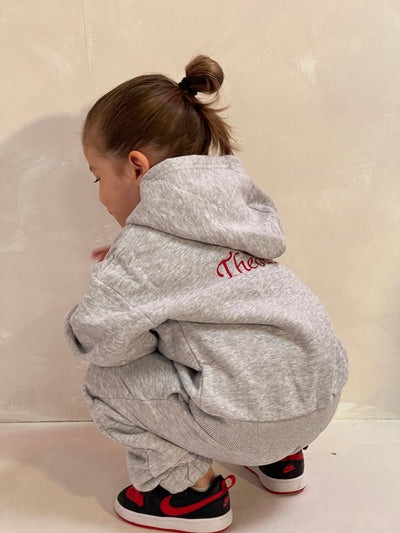 Personalised Oversized Grey Children's Hooded Tracksuit Set