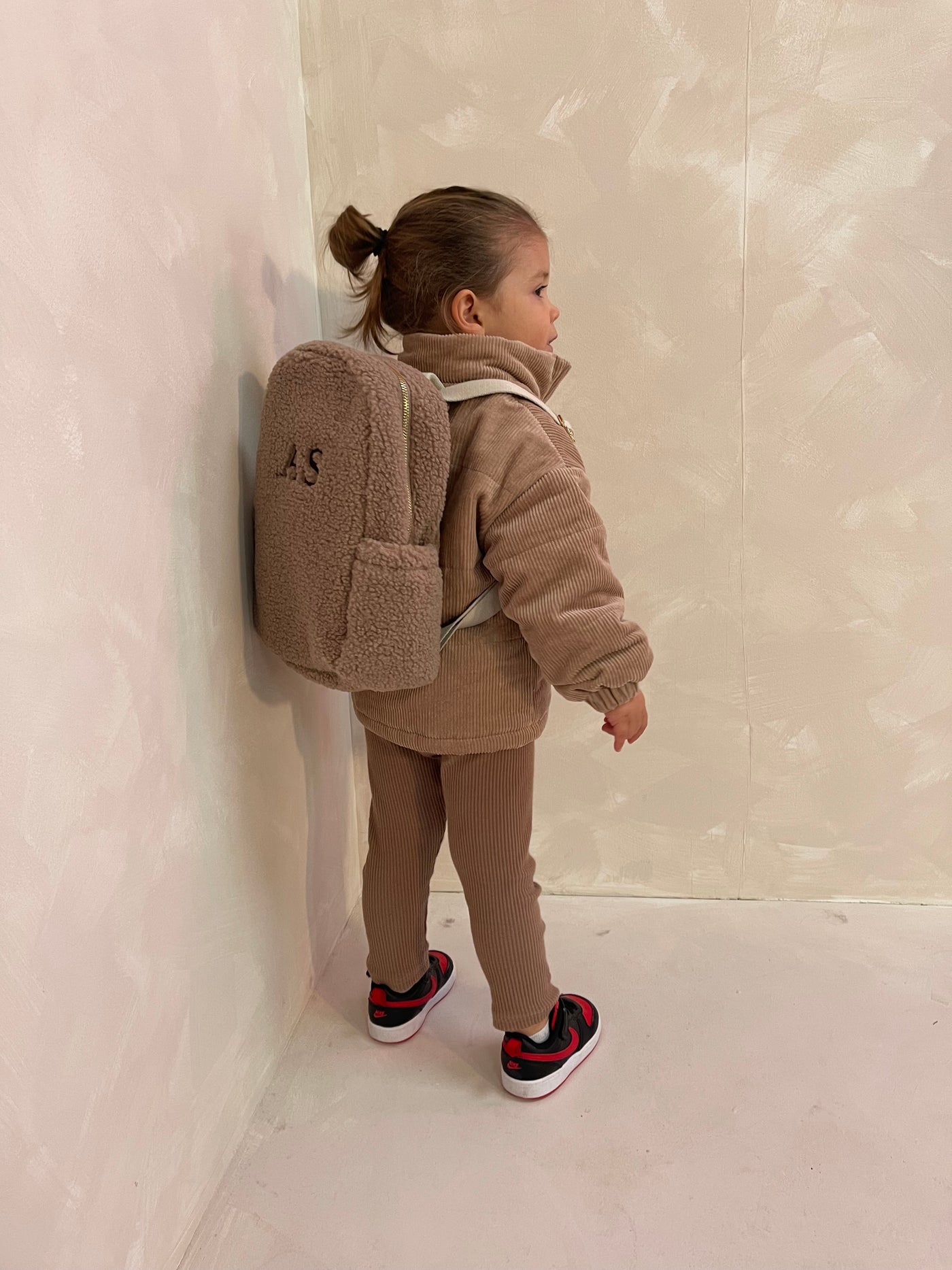 Personalised Mocha Boucle Teddy Backpack